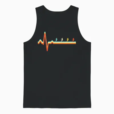 Ski Retro Heartbeat Unisex Tank Top - Black
