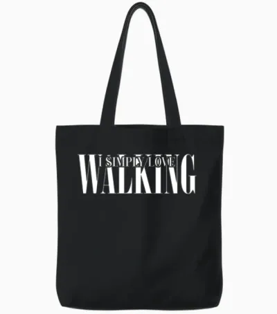 Hiking Hike Outdoor Walk Walking Tote Bags - Black