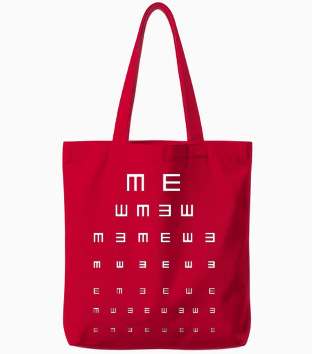 Vision Test Tote Bags in Red