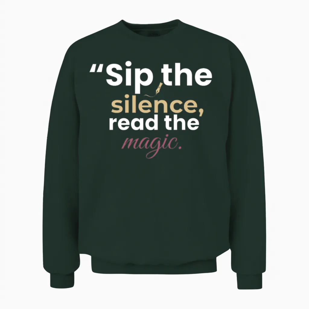 Silent Sips & Magic Reads Books Reading Unisex Sweatshirt in Forest
