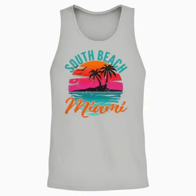 South Beach Miami Florida Sunset Vacation Unisex Tank Top - Ash