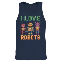 Retro Robots Unisex Tank Top - Navy – 2