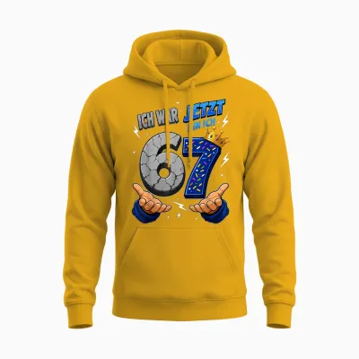 Ich War 6 Jetzt Bin Ich 7 Lustiges 7 Geburtstag 67 Kinder Unisex Hoodie - Gold