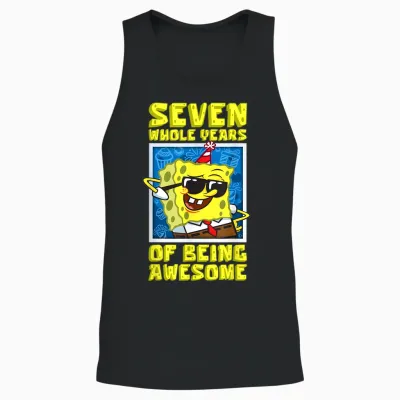 Mademark X Spongebob Squarepants - Spongebob Seven Years of Being Awesome Boy 7th Birthday Gift Unisex Tank Top - Black
