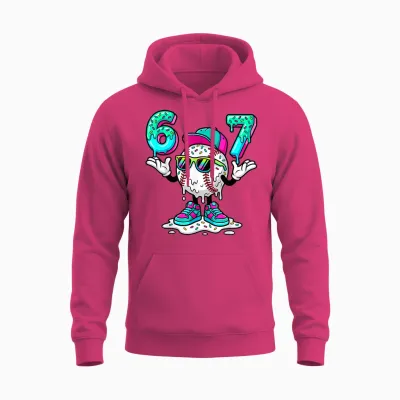 67 Meme Six Seven 6 7 Meme Funny Baseball Ice Cream Drip Unisex Hoodie - Heliconia