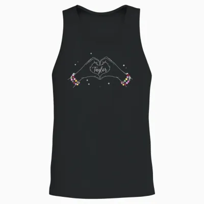 Heart Hands Taylor First Name Girl Vintage 70's 80's Unisex Tank Top - Black