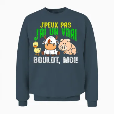 J'peux Pas J'ai Un Vrai Boulot Farmer Fermier Homme Cadeau T-Shirt Haut De Gamme Unisex Sweatshirt - Dark Heather