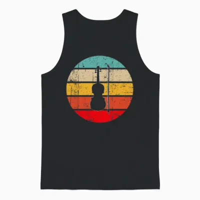 Violin Retro Unisex Tank Top - Black
