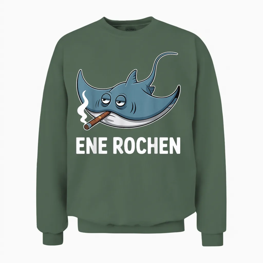Ene Rochen Raucher Saying Cigarette Funny Smoking Unisex Sweatshirt in Military Green