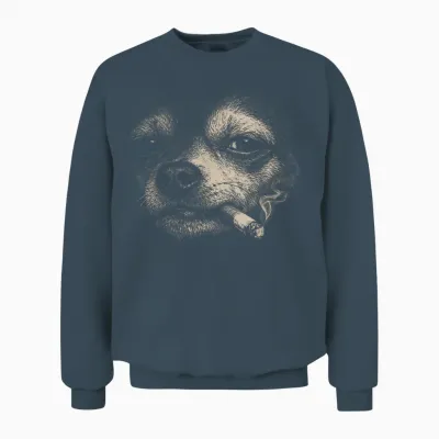 Dog Smoking Cigarette Funny Chihuahua Meme Unisex Sweatshirt - Dark Heather
