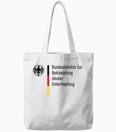 German Federal Institute for Combating Acute Underhopfung Party T-Shirt, Gray Tote Bags - White