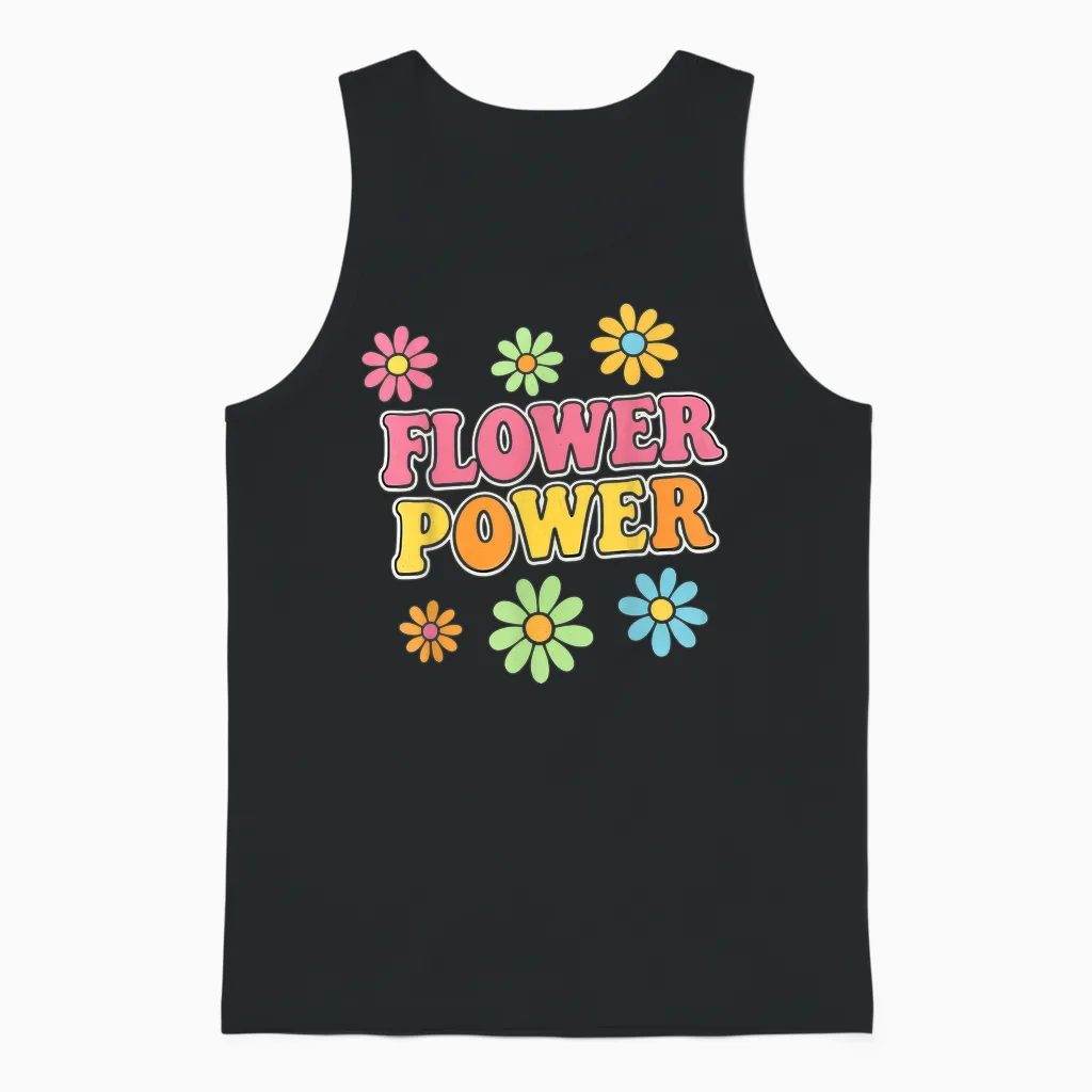 Retro Flower Power 60er 70er Jahre ästhetischer Hippie Boho Stil Unisex Tank Top in Black