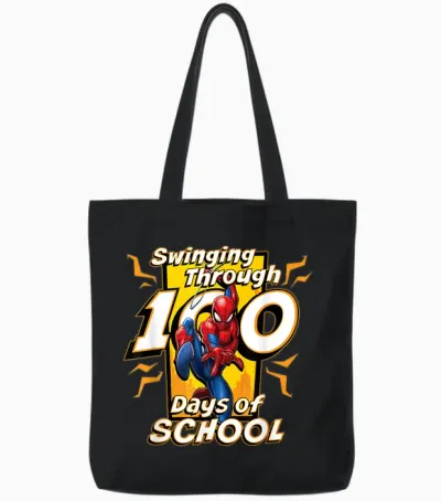 Marvel Super Heroes Spider-Man 100 Days of School 100th Day Tote Bags - Black