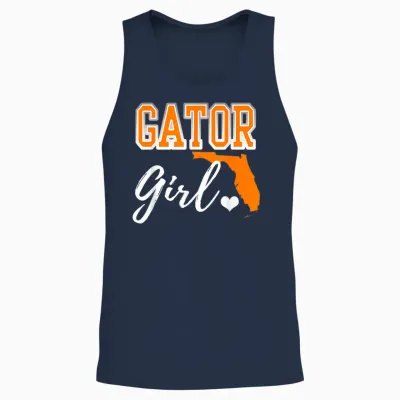 Gator Girl Florida Heart Map Shape Souvenir Gift for Women Unisex Tank Top - Navy