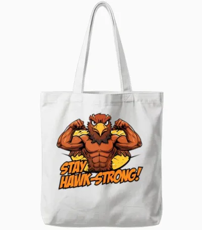 Hawk Strong Muscular Hero Tote Bags - White