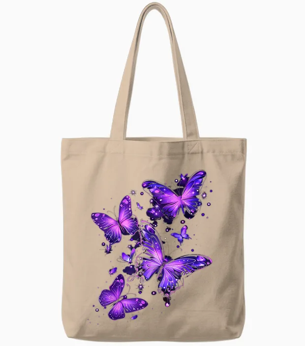 Lila Schmetterling Blaue Schmetterlinge Garten & Natur Tote Bags in Natural