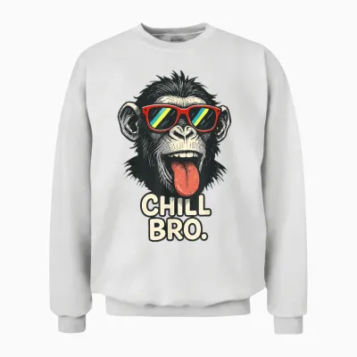 Chill Bro Cooler Affe Mit Sonnenbrille Lustiger Spruch Gamer Unisex Sweatshirt - White