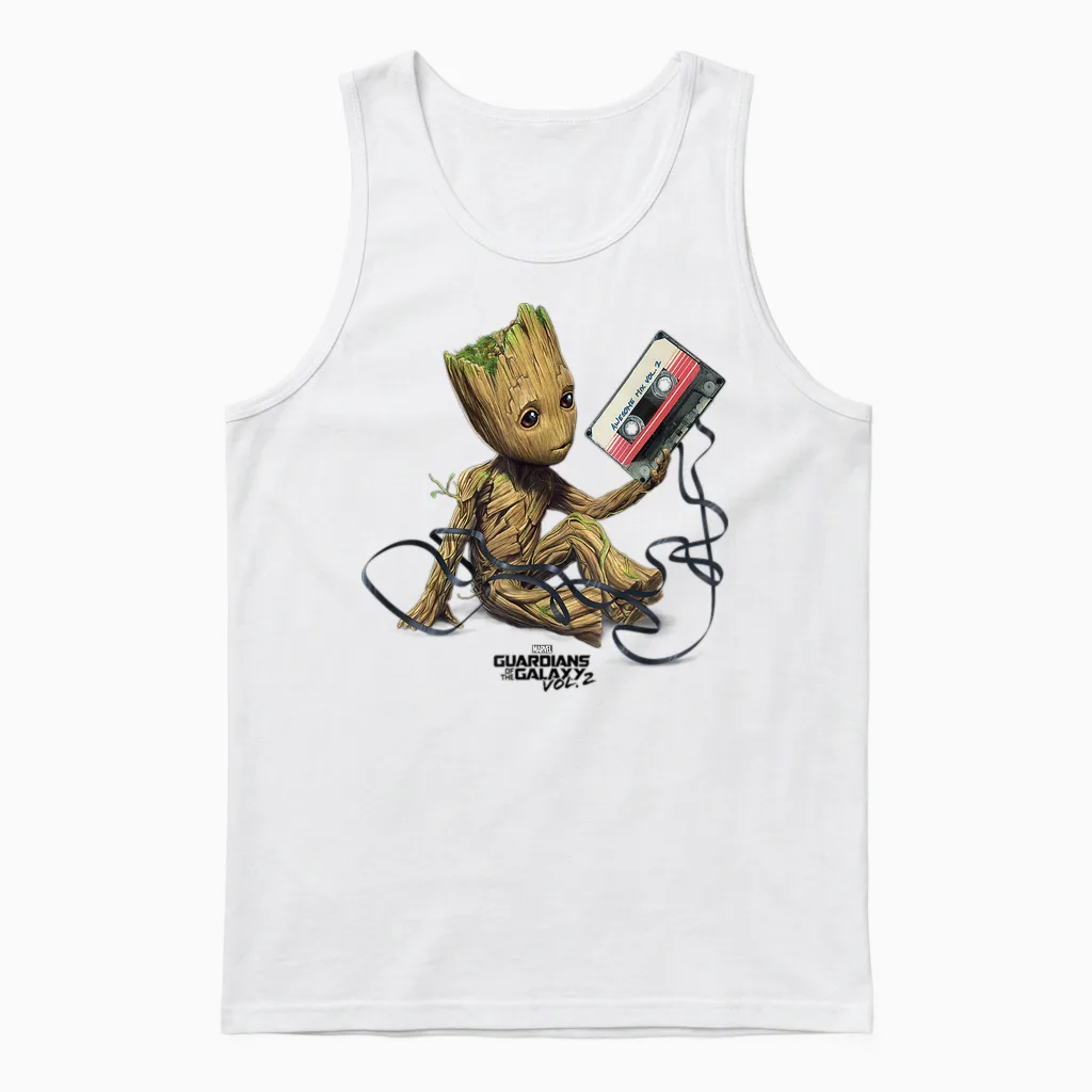 Marvel Guardians of the Galaxy Vol. 2 Groot Tape Portrait Unisex Tank Top in White