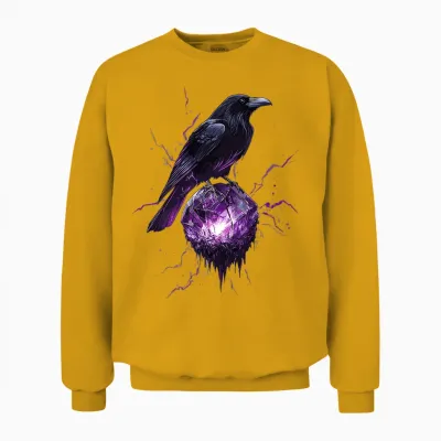 Mystischer Rabe Mit Lila Kristall Unisex Sweatshirt - Gold