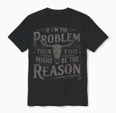 (on Back) if Problem Vintage Then You Might Be Reason Cowboy Unisex T-Shirt - Black