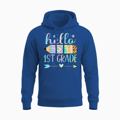 Tie Dye 1st Grade Back to School Hello First Grade Teacher T-Shirt for Men Women Kids Unisex Hoodie - Royal