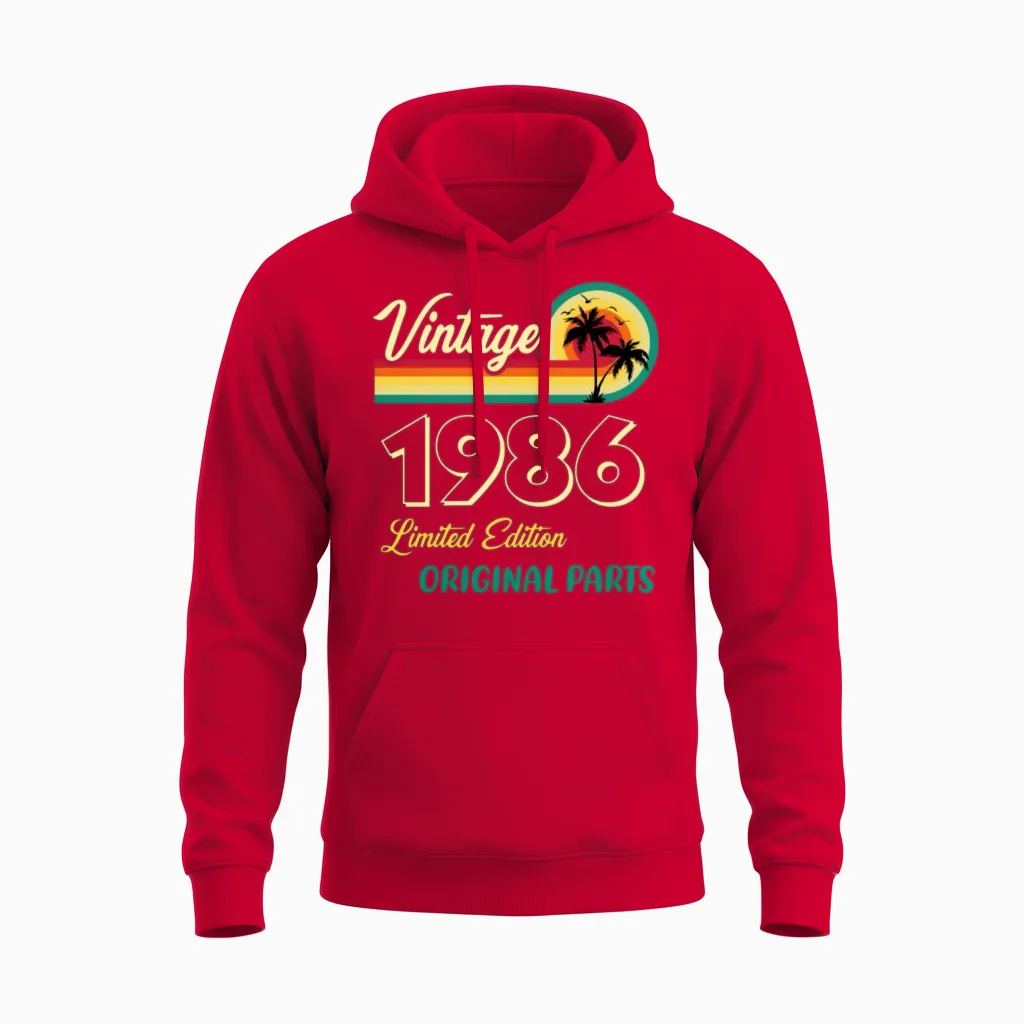 Vintage 1986 Limited Edition Original Parts Unisex Hoodie in Red