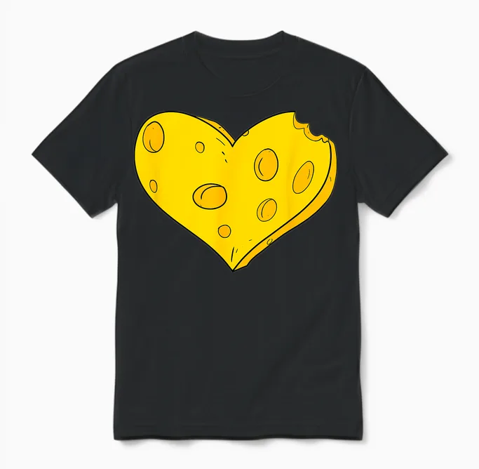 Herz Aus Käse Unisex T-Shirt in Black