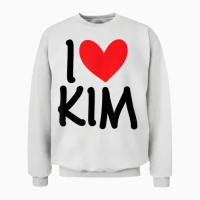 I Love Kim Personalised Name Girl Woman Bff Friend Heart Unisex Sweatshirt - White