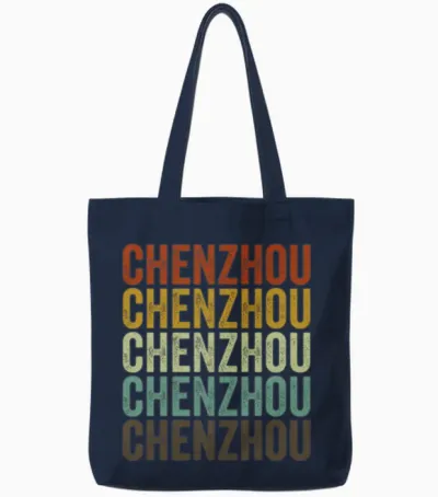 Chenzhou China Retro Vintage Tote Bags - Navy