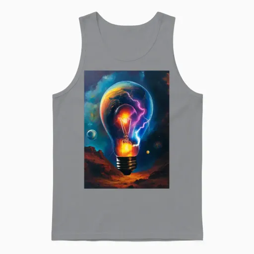Light Bulb Lightning Planets Rainbow Unisex Tank Top in Sport Grey