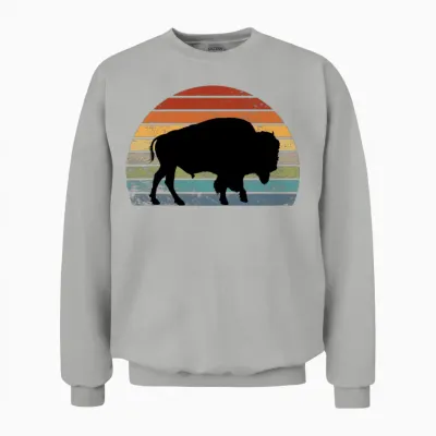 Bison Retro Unisex Sweatshirt - Ash