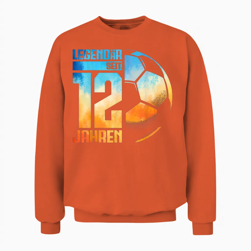 12th Birthday Retro Football Player 12 Years Boy Kids T-Shirt, Black, S Unisex Sweatshirt in Orange