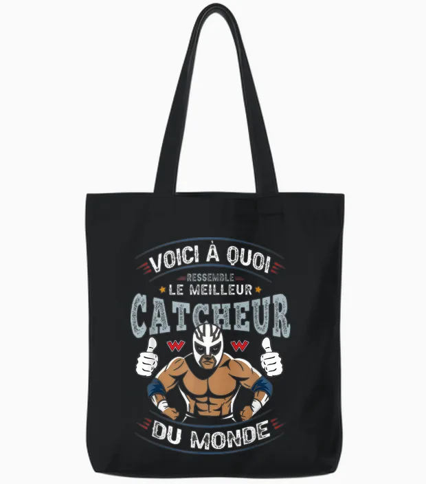 Catch Humor Wrestler Here's What Best Wrestler Looks Like T-Shirt, Black, S Tote Bags in Black