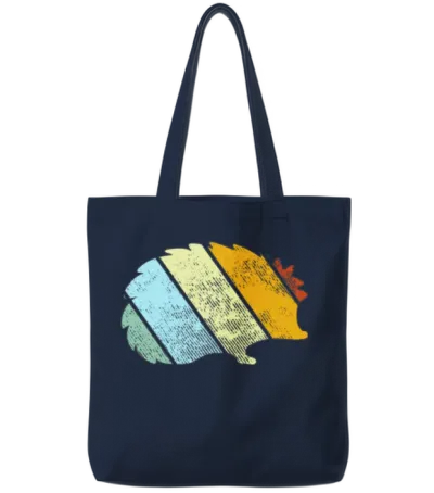 Hedgehog Retro Tote Bags - Navy