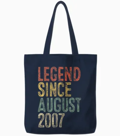 Legend 2007 18th Birthday Gifts for Boy Girl 18 Year Old Tote Bags - Navy