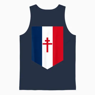 Drapeau Français Avec Croix De Lorraine T-Shirt, Black, S Unisex Tank Top - Navy