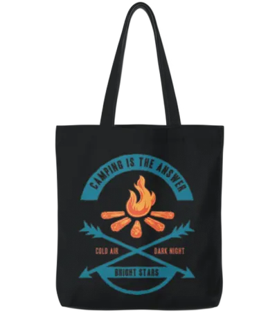 Camping Is the Answer Tote Bags - Black