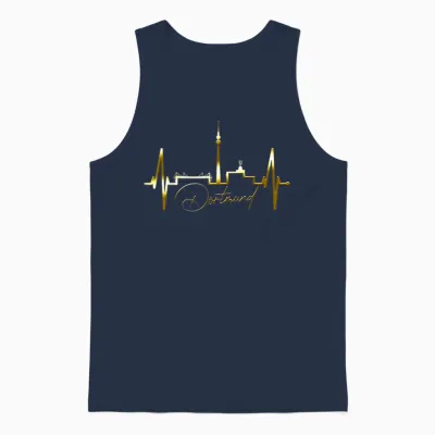 Dortmund Heartbeat Skyline Puls Ruhrpott I Love Dortmunder T-Shirt, Black Unisex Tank Top - Navy