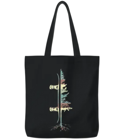 Vintage Pine Snowboard Snowboarding Gift Tote Bags - Black