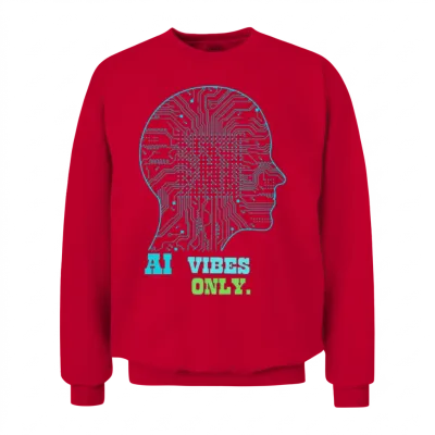 Ai Vibes Only: Neural Network Brain Design Unisex Sweatshirt - Red