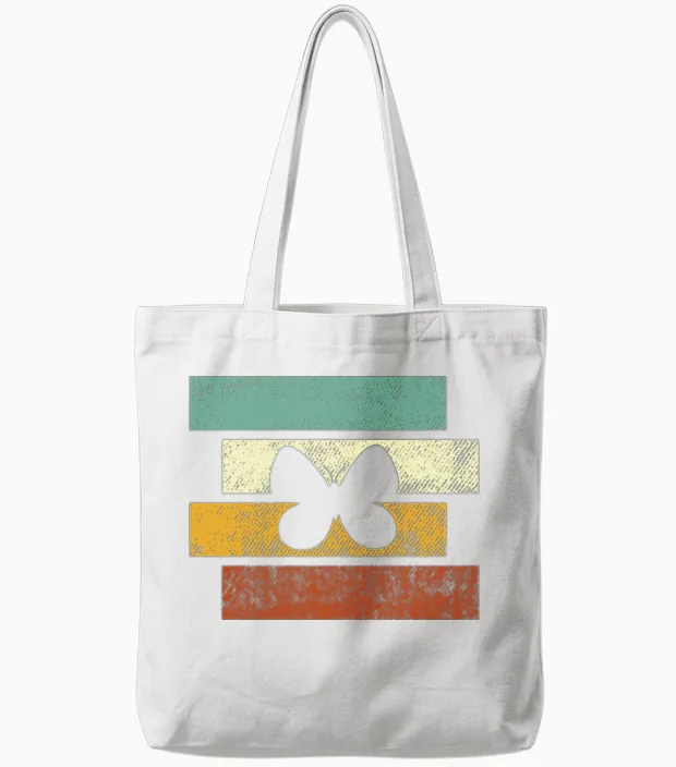 Butterfly Retro Tote Bags in White