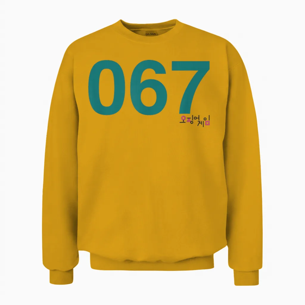 Squid Game Player 067 Costume Unisex Sweatshirt in Gold
