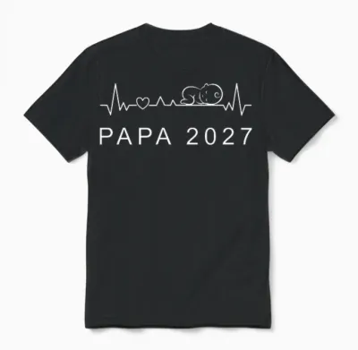 Homme Futur Papa 2027 Battement De Cœur Annonce Grossesse Père T-Shirt Haut De Gamme Unisex T-Shirt - Black