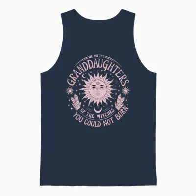 Sorcière Solaire Petite-Fille, Sorcière Magique Soleil Cristal Amusant Unisex Tank Top - Navy