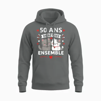 Humour Anniversaire 50 Ans Mariage Chat Couple 50 Ans Unisex Hoodie - Graphite Heather