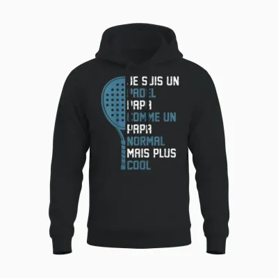 Fête Des Pères Padeliste Je Suis Un Padel Papa Unisex Hoodie - Black