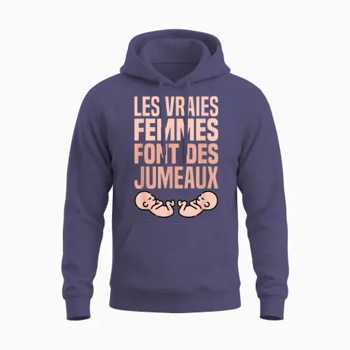 Real Women Make Twins Mother Future Mom Twins T-Shirt, Black, S Unisex Hoodie - Heather Sport Dark Navy