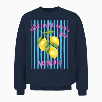 Wenn Das Leben Dir Zitronen Schenkt, Süße Sommerästhetik Unisex Sweatshirt - Navy