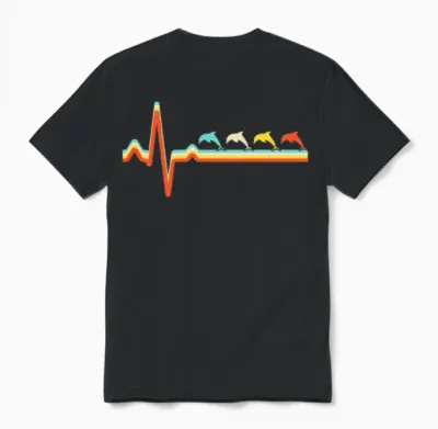 Dolphin Retro Unisex T-Shirt - Black
