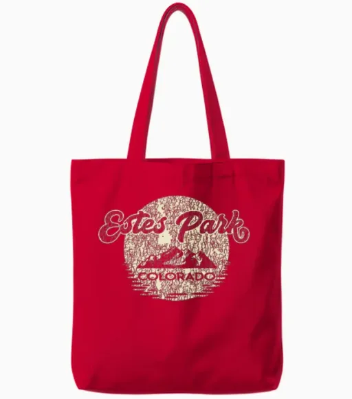 Estes Park Colorado Rocky Mountains National Park Tote Bags in Red